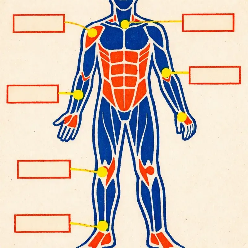 Illustration silhouette de profil avec la gorge, le pouce et l'épaule mis en évidence par des flèches